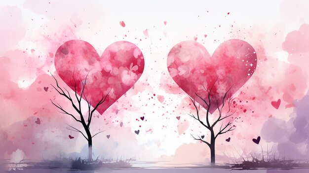 Aquarellherz Valentinstag Gratulationskarte Liebesbeziehung Kunstmalerei