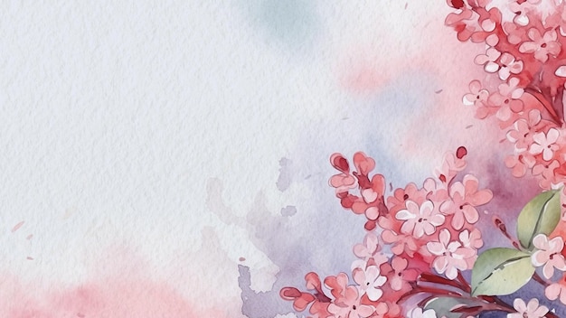 Aquarellhintergrund mit einem Zweig rosa Blumen