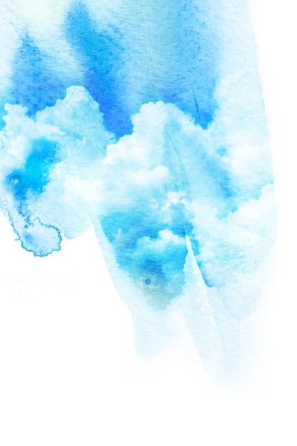 Aquarellillustration des blauen Himmels mit Wolke.