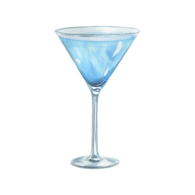 Aquarellillustration des handgezeichneten Cocktailglases lokalisiert