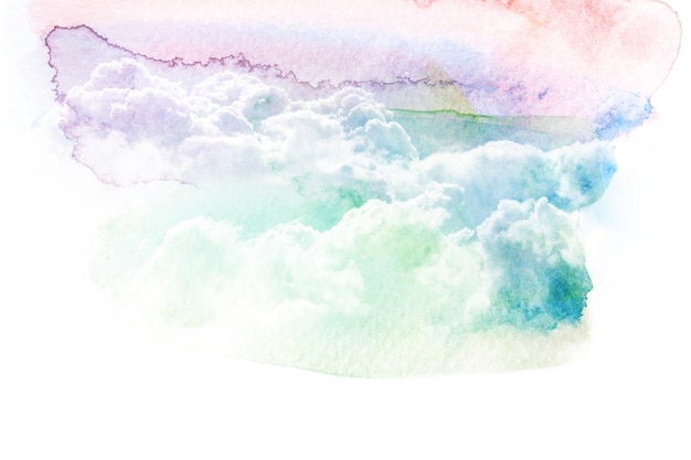 Aquarellillustration des Himmels mit Wolke.