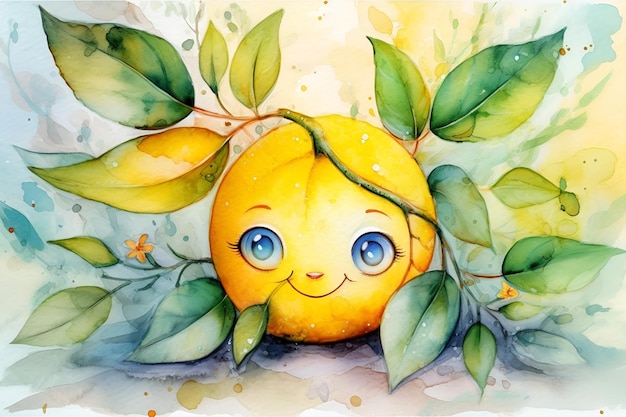 Aquarellillustration des Zitronencharakters