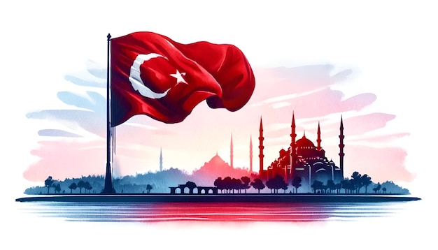 Foto aquarellillustration, die für die nationale souveränität und den kindertag in der türkei geeignet ist