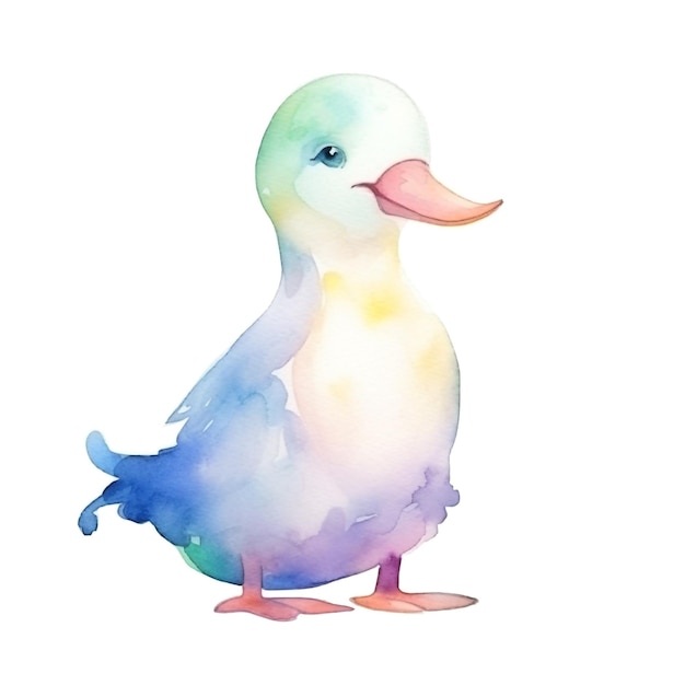 Foto aquarellillustration einer ente mit blauen augen