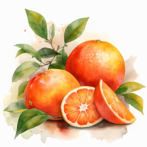 Aquarellillustration einiger Orangen