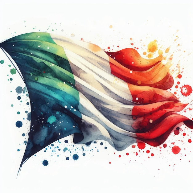 Foto aquarellillustration für den italienischen befreiungstag mit italienischer flagge