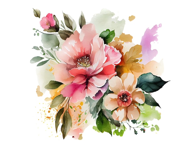 Aquarellillustration von Blumenpng mit Transparenz