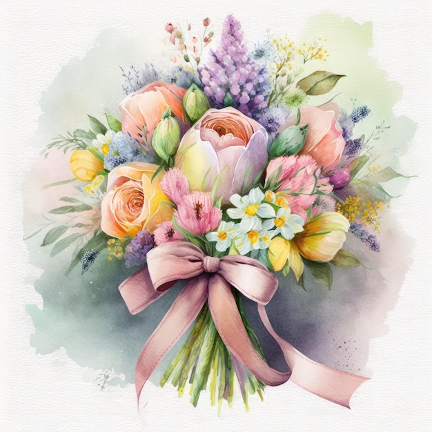 Aquarellillustration von Frühlingsblumen