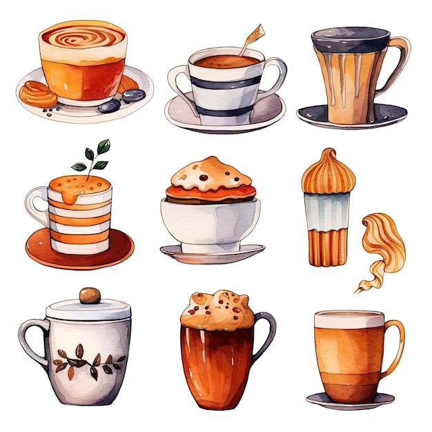 Foto aquarellillustrationen kaffee