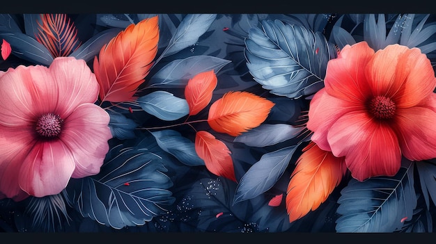 Aquarellillustrationen und innovative Kunst Isolierte Aquarellblumen Blätter Blumenfedern Eine realistische, fantastische Zeichentrickfilmszene Tapetengeschichte Hintergrund und Kartendesign