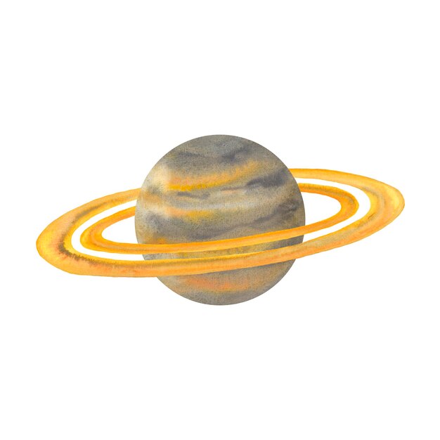 Foto aquarellkarikatur des planeten saturn mit ringen planeten des sonnensystems wissenschaft und bildung