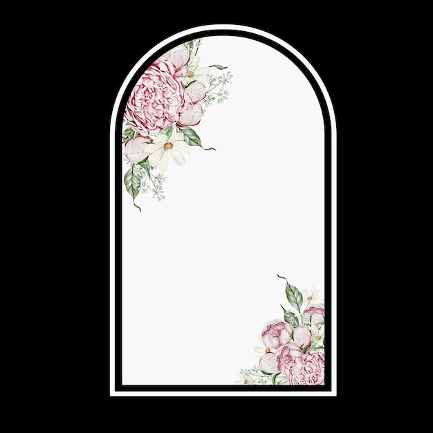 Aquarellkarte mit Rosenblüten und Kamillenblättern