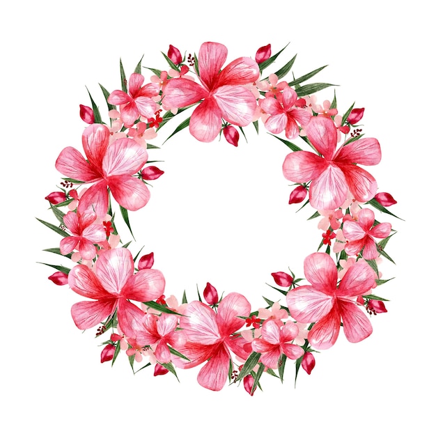 Aquarellkranz mit Blumen. Illustration