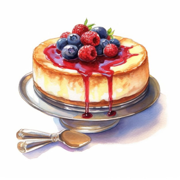 Aquarellkuchen mit Früchten