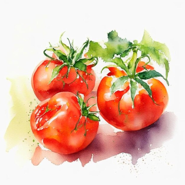 Aquarellkunst Minimalistische Retro-Illustration mit Tomaten