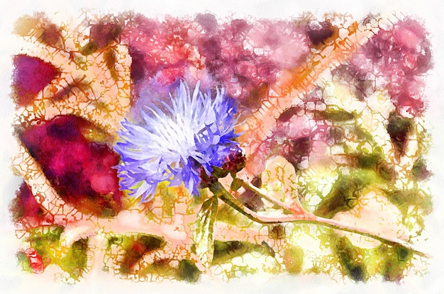 Foto aquarellmalerei blühende blume moderne digitale kunstimitation von hand bemalt mit aquarellfarben