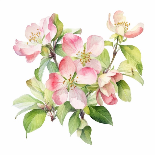 Aquarellmalerei der Apfelblüte