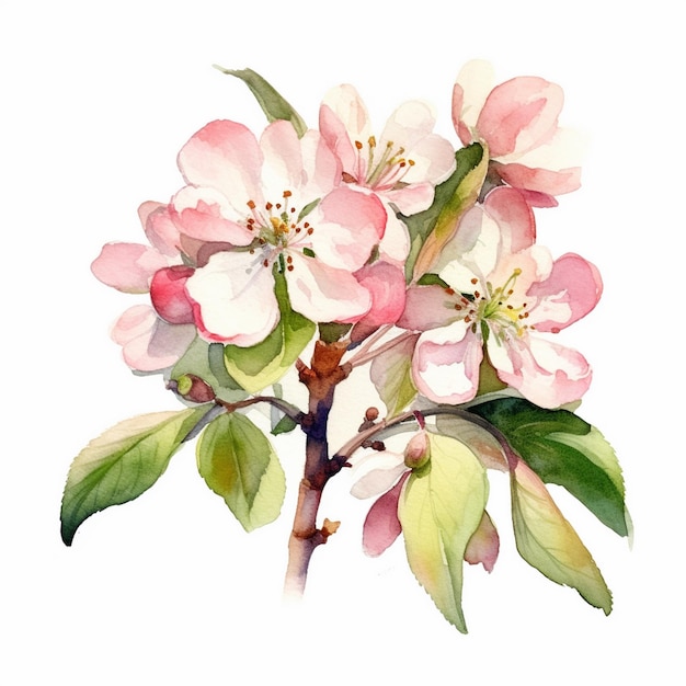 Aquarellmalerei der Apfelblüte