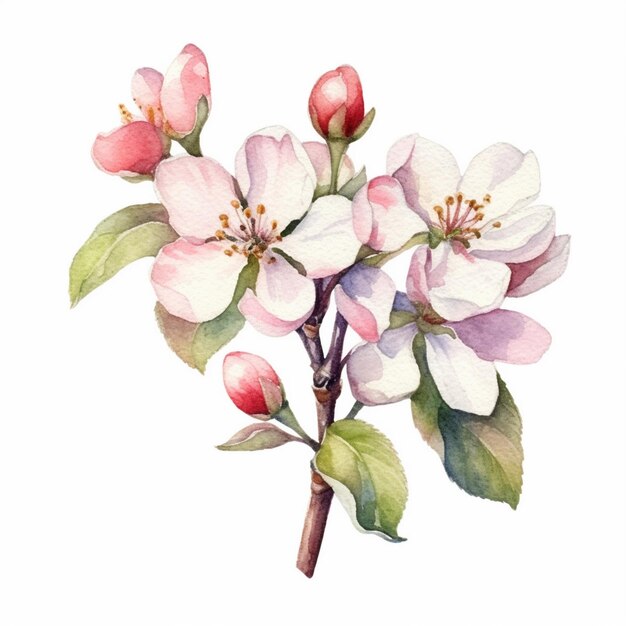 Aquarellmalerei der Apfelblüte