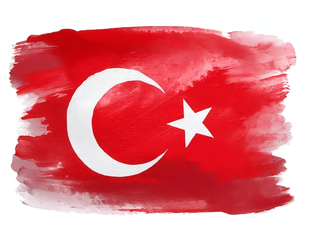 Foto aquarellmalerei der flagge der türkei