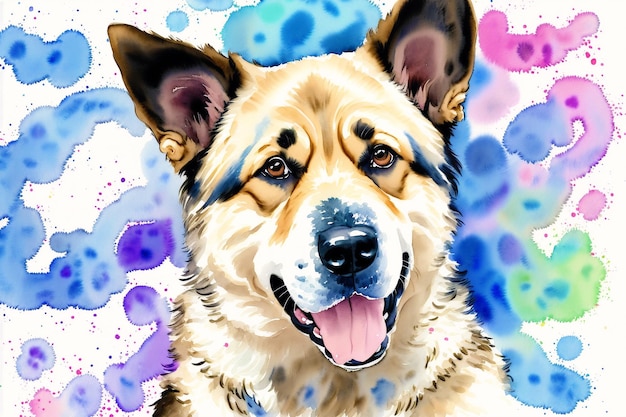 Aquarellmalerei des energischen und treuen Alaskan Husky, eines wahren Schlittenhundes und Outdoor-Begleiters