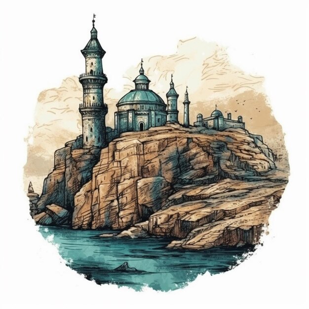 Aquarellmalerei einer besonderen Moschee