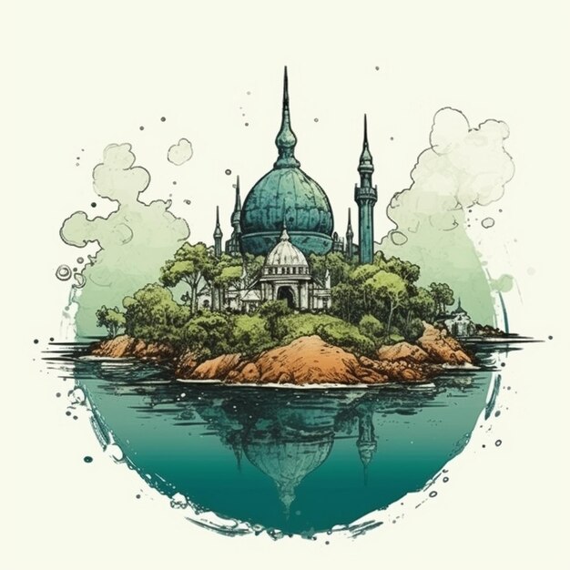 Aquarellmalerei einer besonderen Moschee