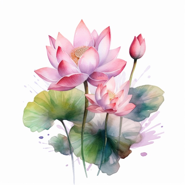 Aquarellmalerei einer Lotusblume