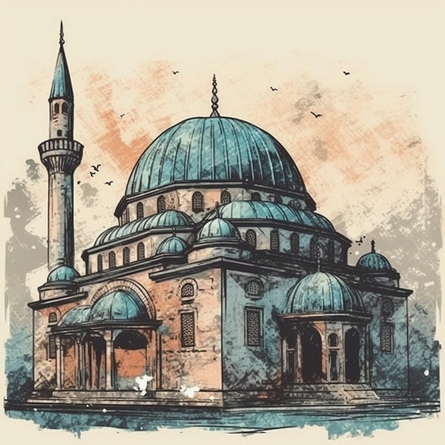 Aquarellmalerei einer Moschee