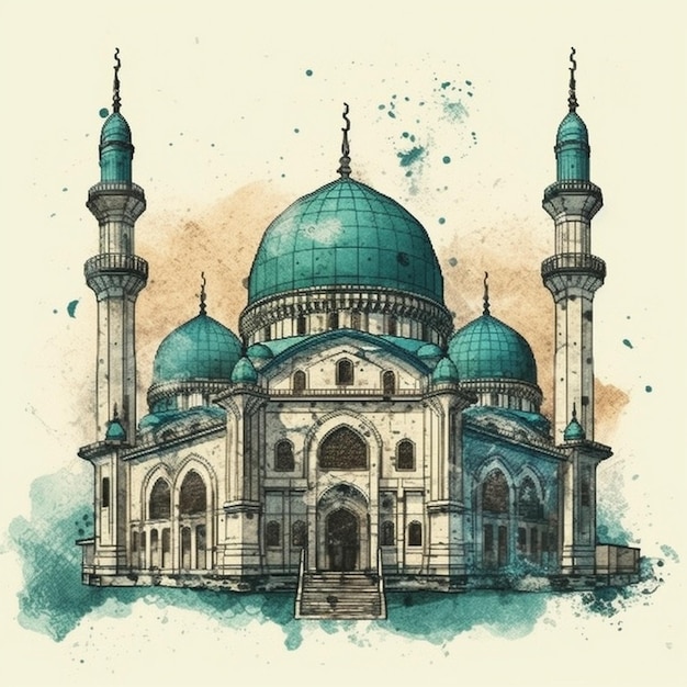 Aquarellmalerei einer Moschee