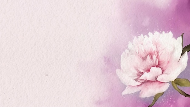 Aquarellmalerei einer rosa Blume mit dem Wort Liebe darauf