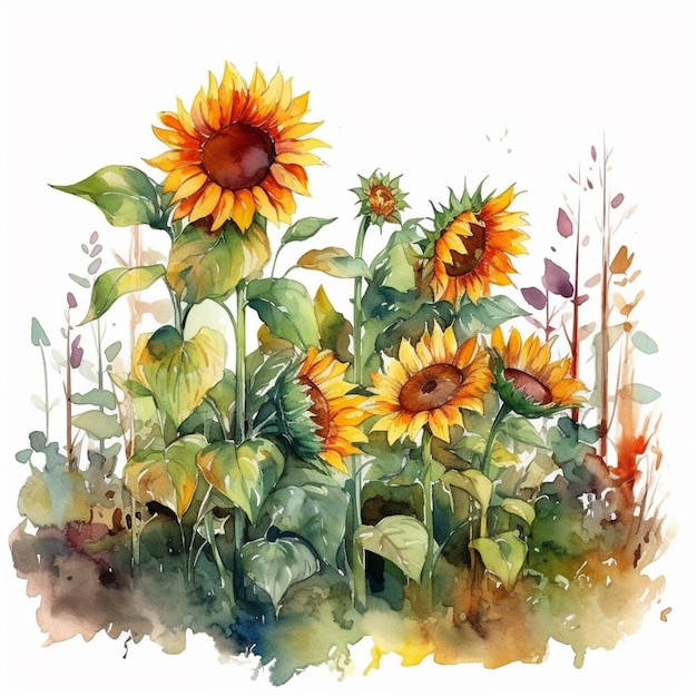 Aquarellmalerei einer Sonnenblume