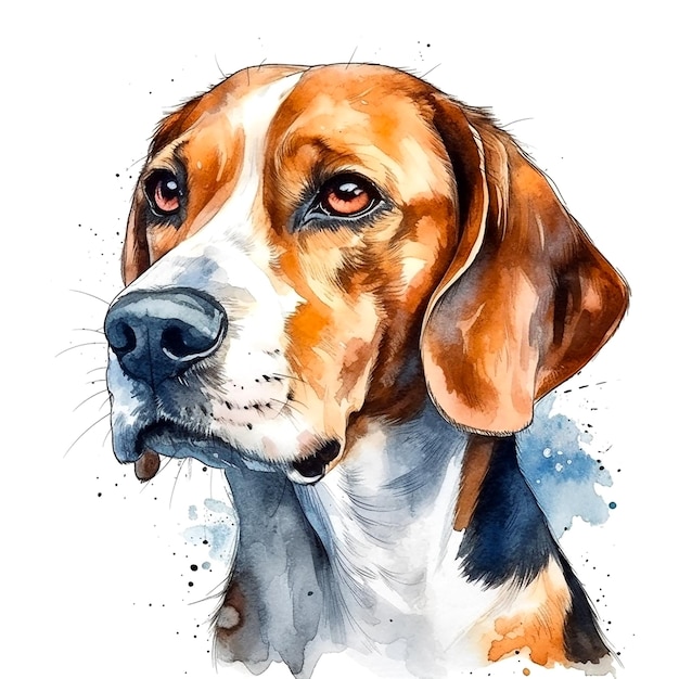 Aquarellmalerei eines Beagle-Hundes