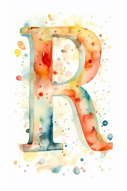 Aquarellmalerei eines Buchstabens r