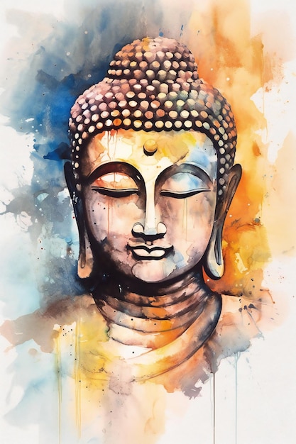 Aquarellmalerei eines Buddha-Kopfes