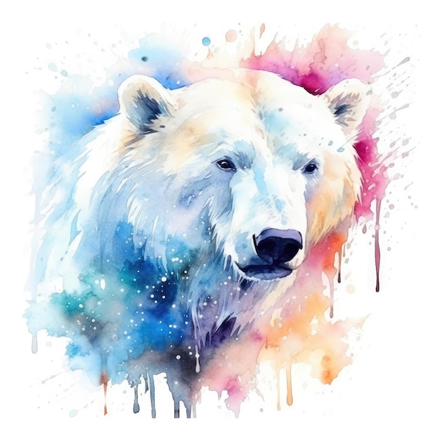 Aquarellmalerei eines Eisbären mit weißem Hintergrund