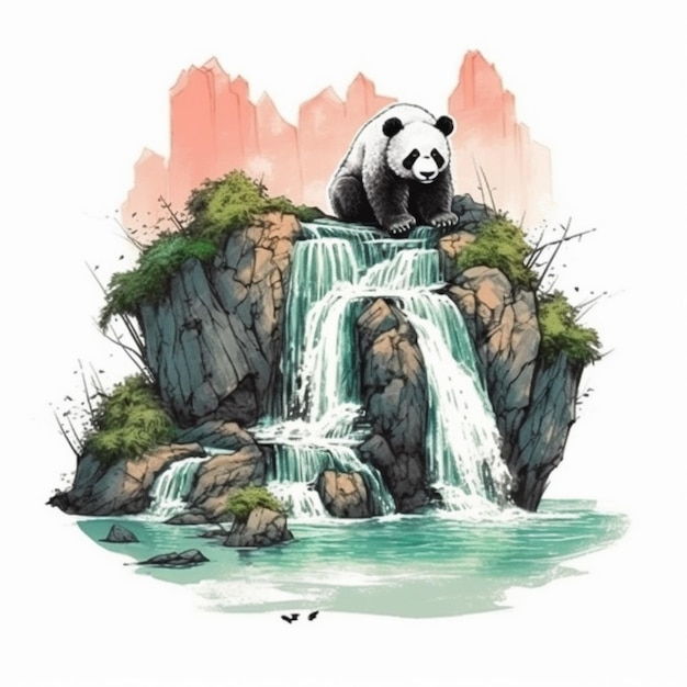 Aquarellmalerei eines niedlichen Pandas