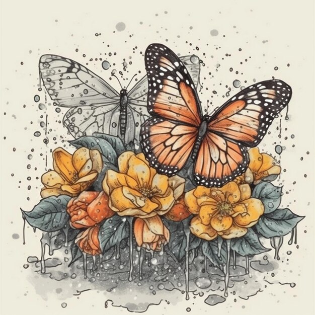 Aquarellmalerei eines schönen Schmetterlings