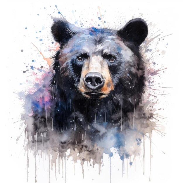Aquarellmalerei eines Schwarzbären