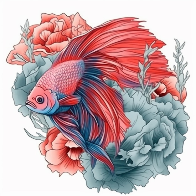 Aquarellmalerei eines speziellen Betta-Fisches