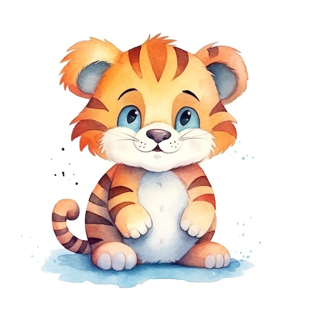 Aquarellmalerei eines Tigerjungen