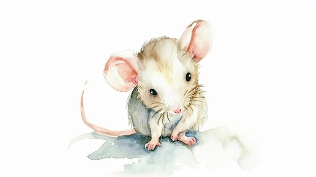 Aquarellmalerei lustige Maus für Kinder Baby süße Tiermaus Generative Ai