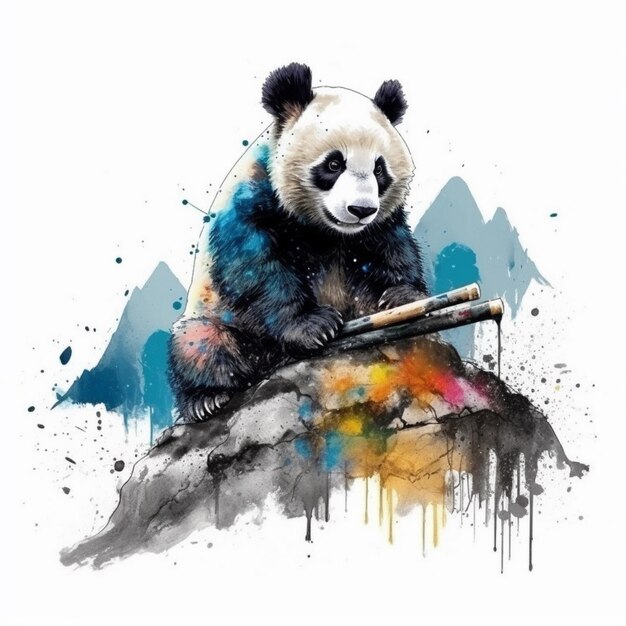 Aquarellmalerei über süßen Panda