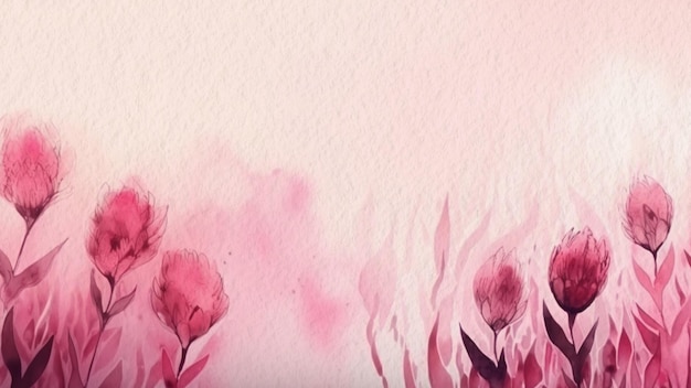 Aquarellmalerei von Blumen auf einem rosa Hintergrund