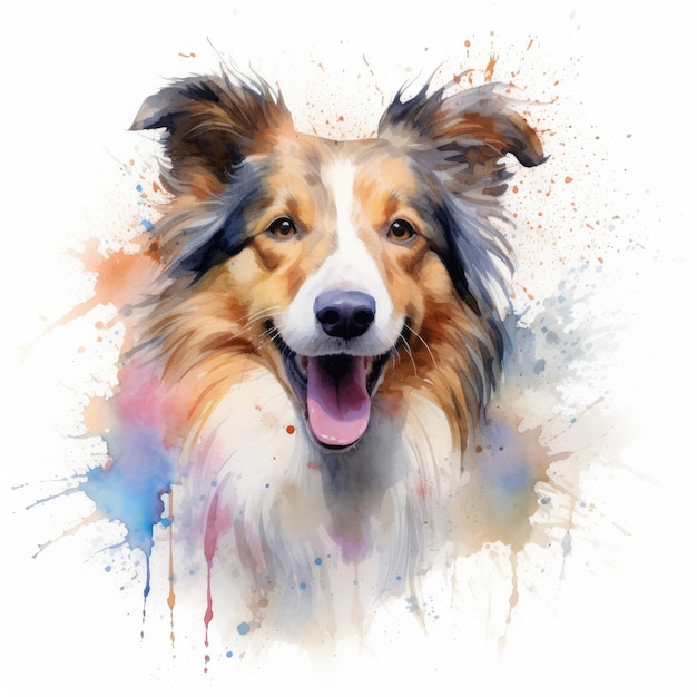 Aquarellmalerei von Collie