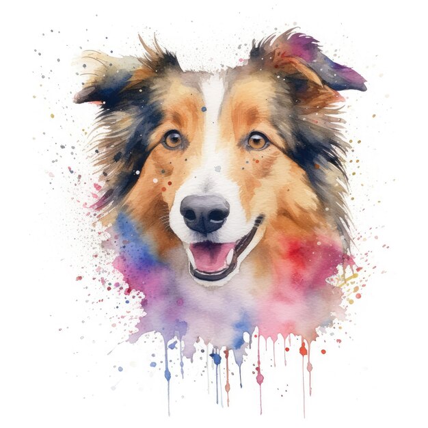 Aquarellmalerei von Collie