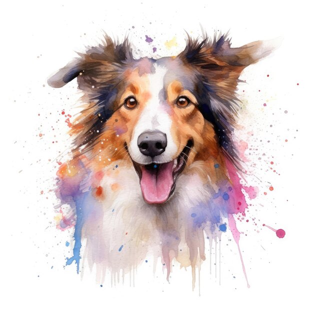 Aquarellmalerei von Collie