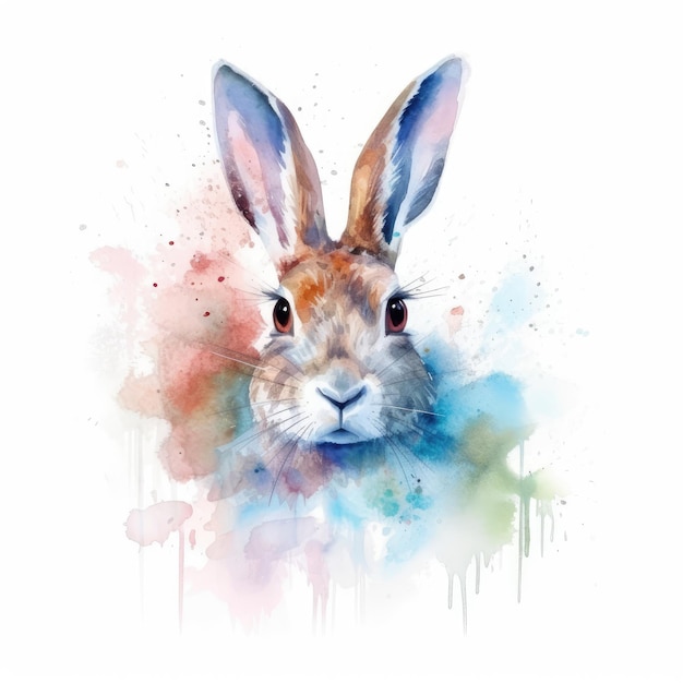 Aquarellmalerei von Jack Rabbit mit weißem Hintergrund