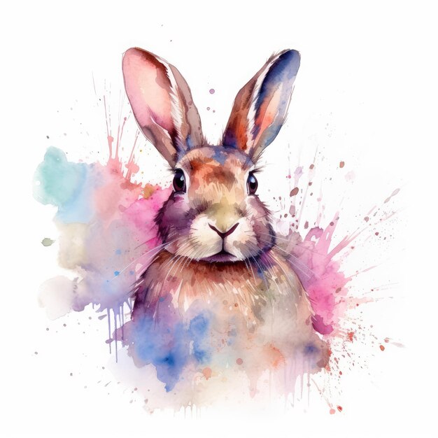 Aquarellmalerei von Lagomorph mit weißem Hintergrund