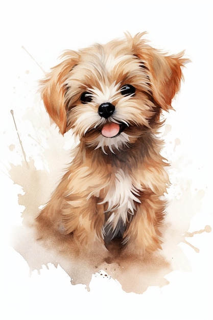 Aquarellmalerei von süßem lächelndem Hund, hochwertige Illustration für Kinder